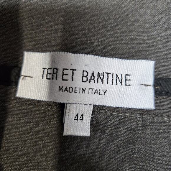 Ter Et Bantine Cropped Linen Jacket Womens 44 IT Small Taupe Gray Studded Italy - Picture 4 of 11